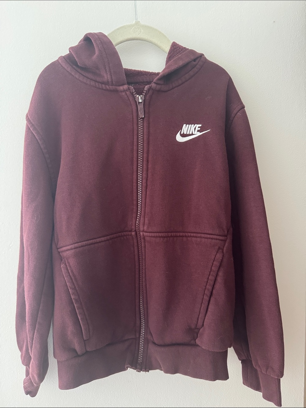 Nike Kids Maroon Zip-Up Hooded Sweatshirt